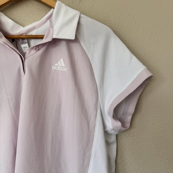 Adidas Dress Large Tennis Golf Pullover Polo Shirt Stretch Sport Womens NEW Pink - Picture 2 of 8